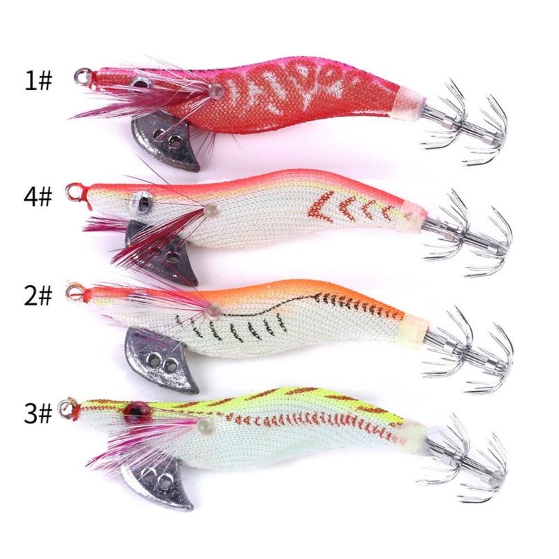 4Pcs Saltwater Hook Glowing Soft Prawns Fishing Lures Shrimp Fishing Tackle for Freshwaters Saltwater Fishing Baits
