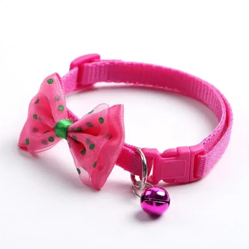 1PCS Adjustable Cat Dog Collars Cute Bow Tie With Bell Pendant Necklace Fashion Necktie Safety Buckle Pet Clothing Accessoreis