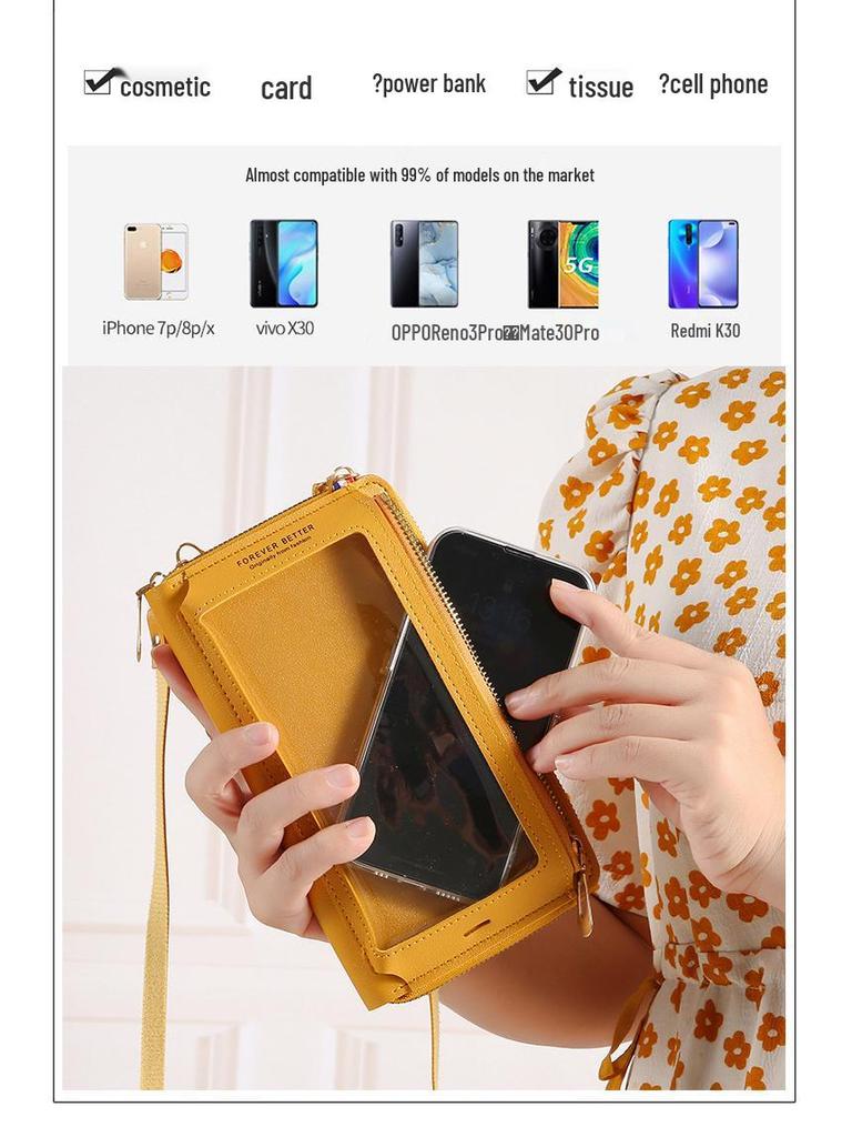 2023 Women's Anti-theft Touchscreen Mini Crossbody Phone Bag Wallet - Transparent, Drop-proof, and Multifunctional.