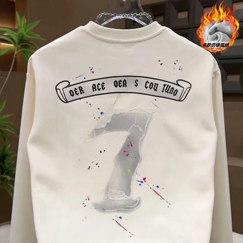 Autumn Winter Products for Men's Versatile Korean Version of Comfortable and Skin-friendly Round Neck Printed Digital Pullover