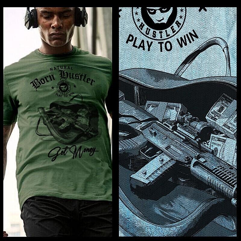 

Gangster t-shirt mobster criminal kingpin mob mafioso Born Hustler Thug Life new 2XL