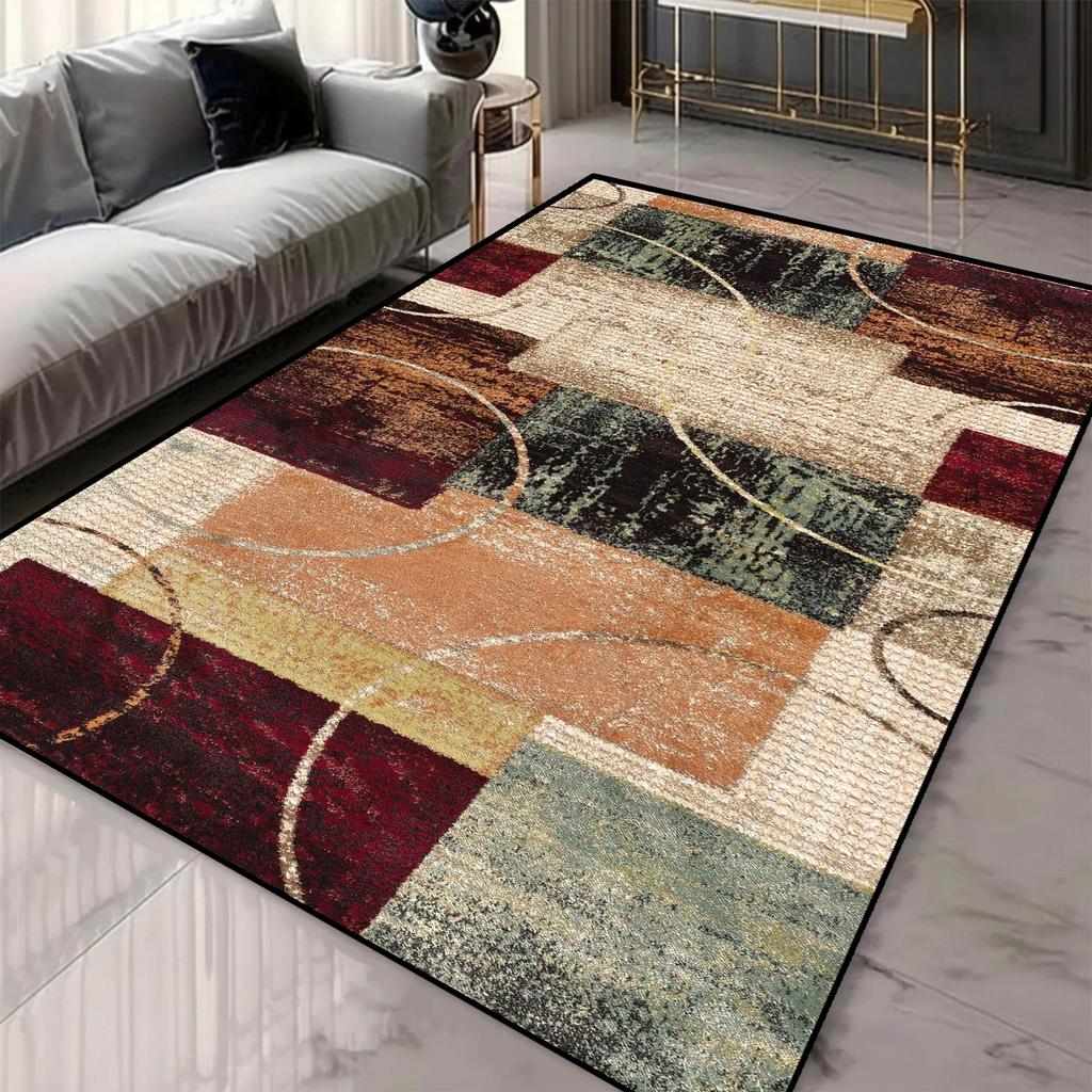 Nordic Style Geometric Pattern Carpet Living Room 120*160cm Large Room Carpet Machine Washing Non-slip European Tatami Mat