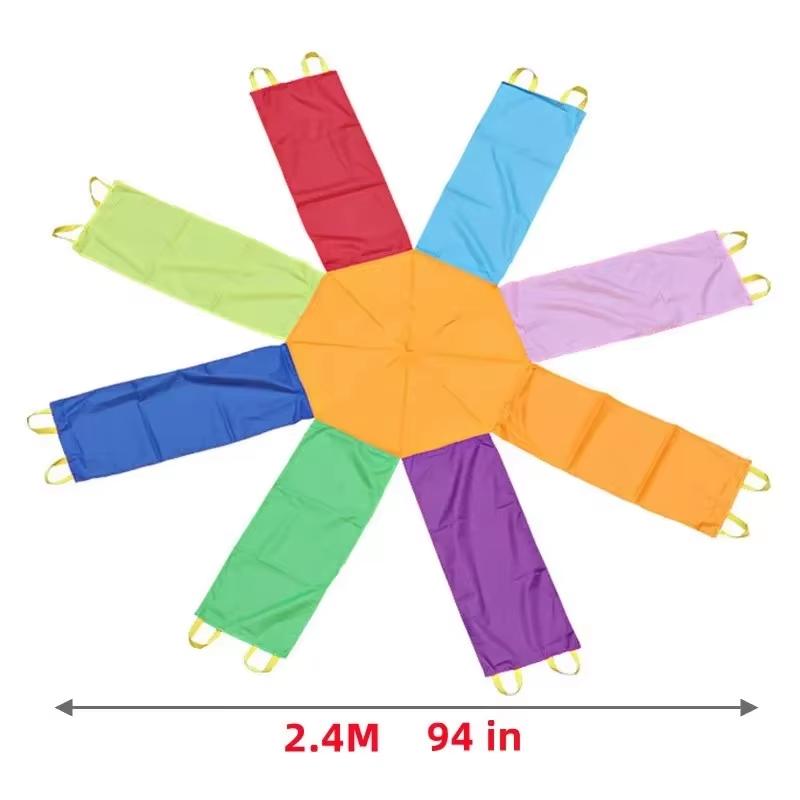 

2.4/3.6M Octagonal Rainbow Play Parachute Multiplayer Outdoor Sport Toy Physical Training Gym Cooperative Team Game for Kids