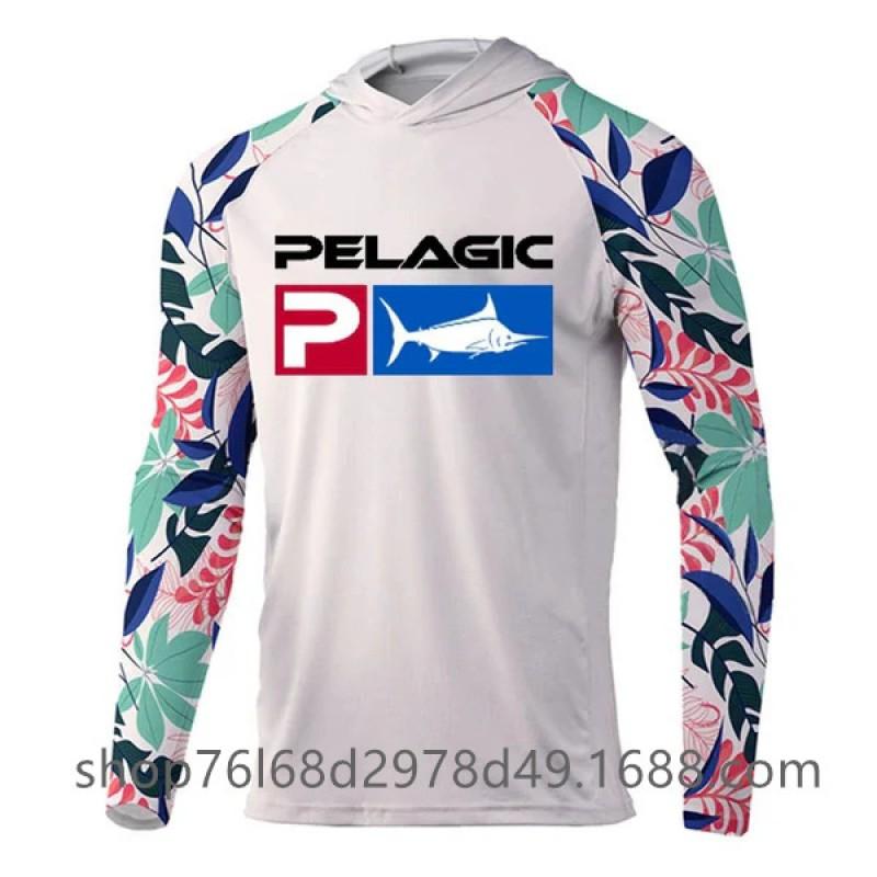 Mens Quick-Dry Ice Silk Fishing Shirt UPF 50 Long Sleeve Hooded Sun Protection Top Lightweight Outdoor Apparel