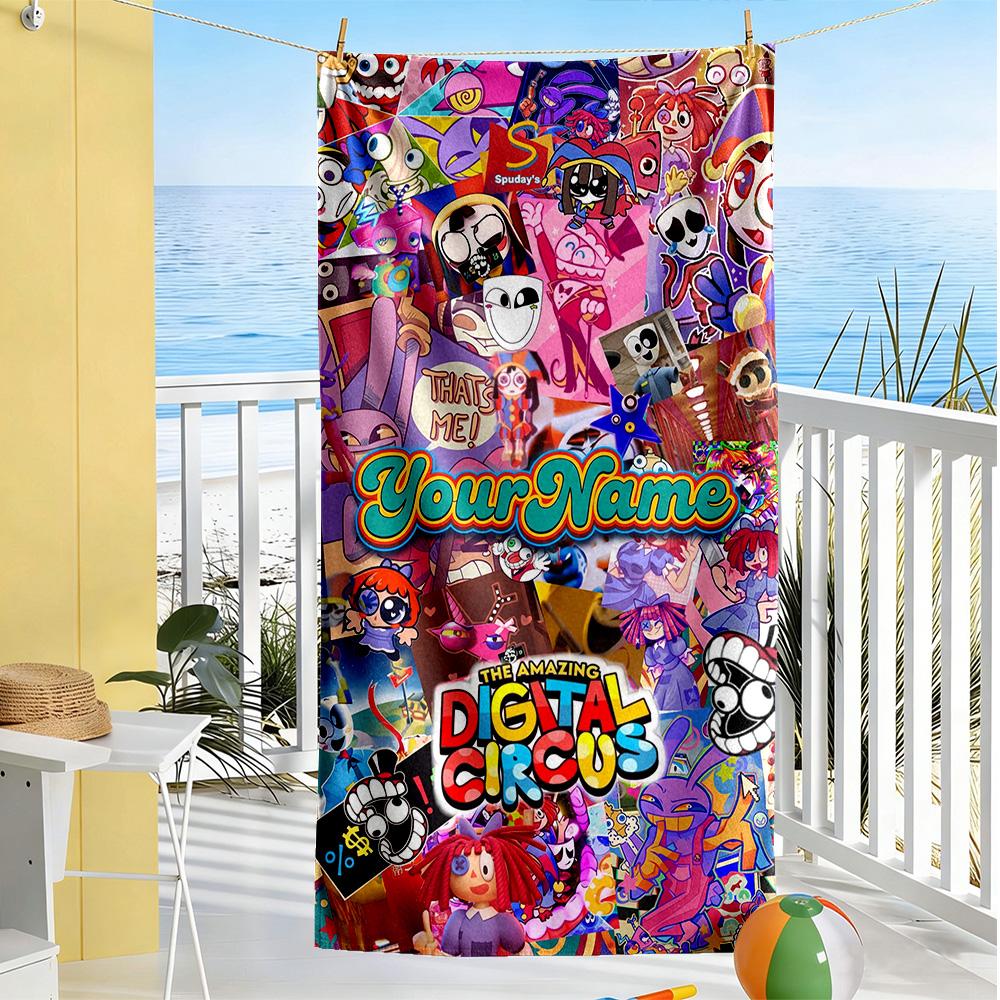 Digital Circus Personalized Text Beach Towel Quick-Dry Soft Microfiber Portable for SwimmingBeachCamping Travel Beach AccessoriesGym