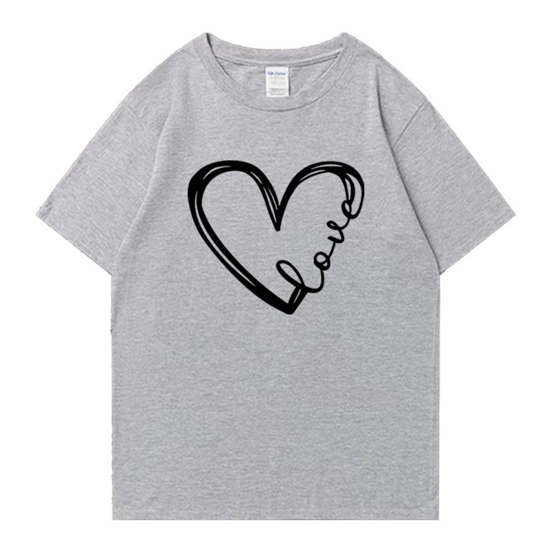 Fashion Love Heart Printed Crew Neck Cotton Men Women short sleeve t-shirts Summer Oversized Tee shirt streetwear plus size top