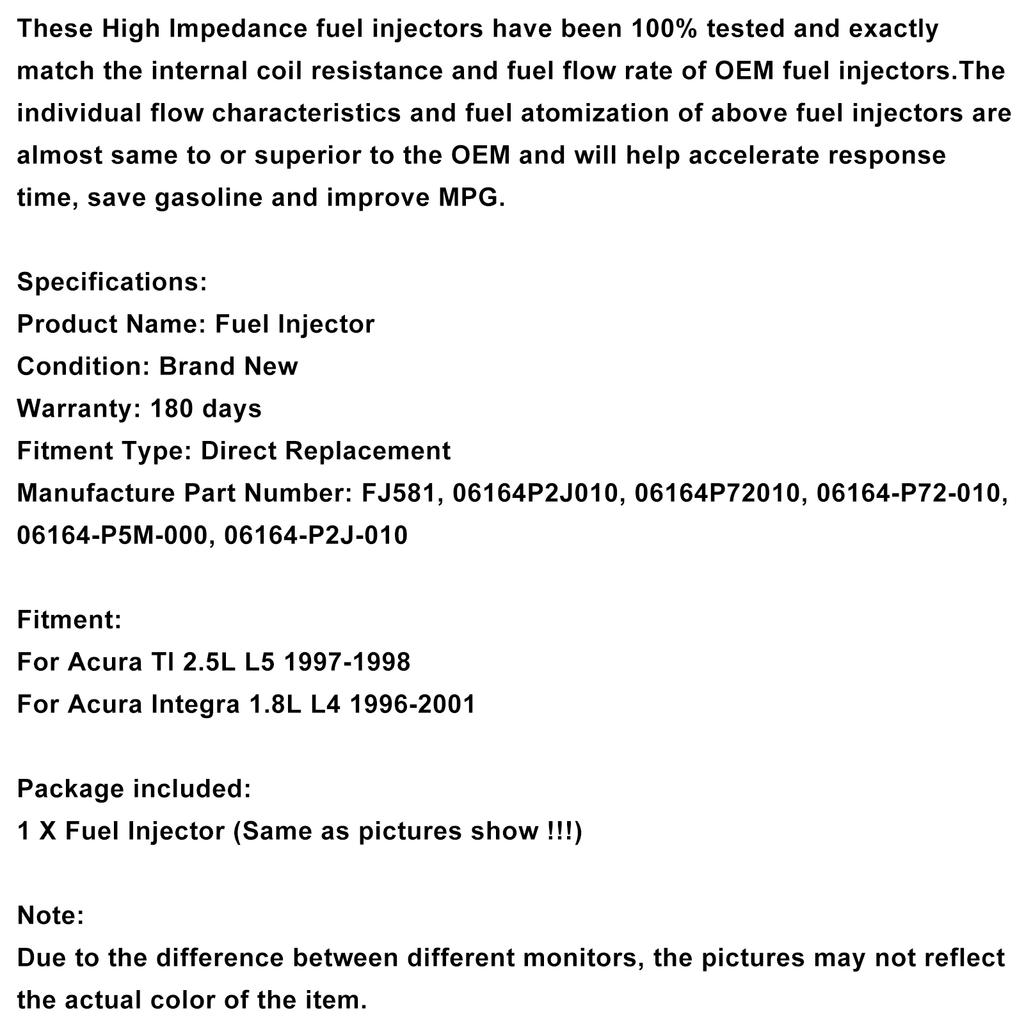1 st bränsleinsprutare 06164-P72-010 passar Acura Integra TL GS GS-R LS RS 1996-2001