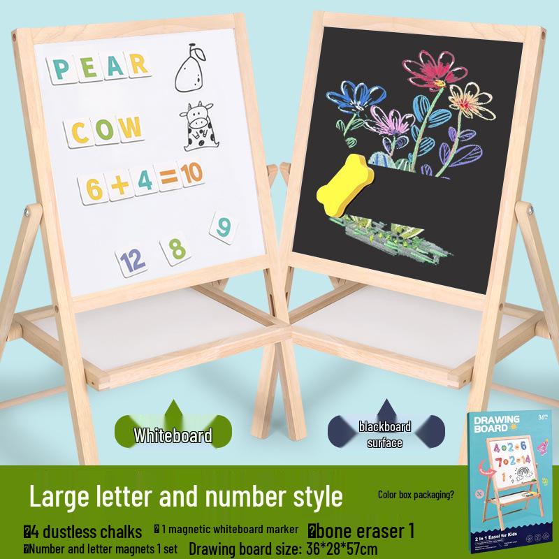 Kids' Double-Sided Magnetic Liftable Wooden Easel - Colorful Art & Drawing Toy