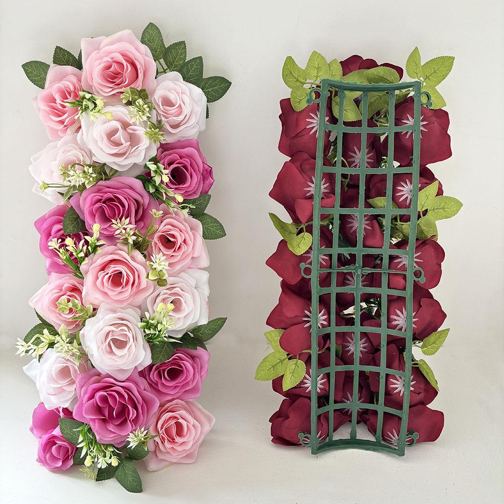1Pc Simulated Outdoor Wedding Rose Green Plant Flower Row, for Outdoor Wedding Arch Table Decoration
