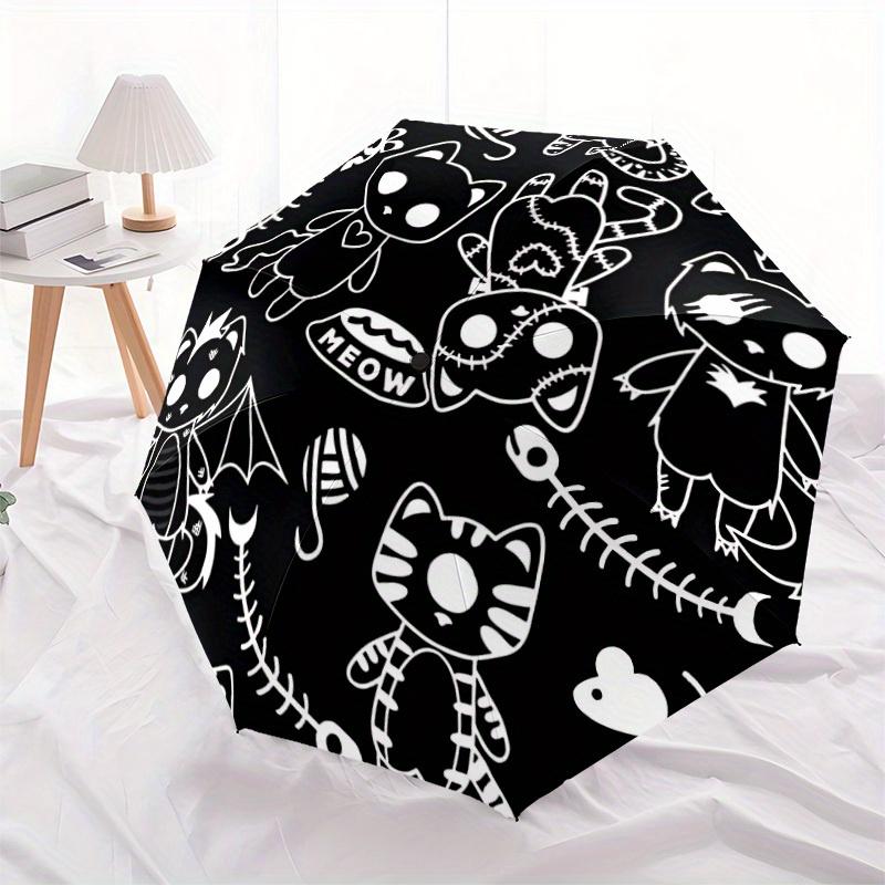 

1pc Cat Meow Automatic Open 8-Rib Windproof Umbrella, Travel & Commuting, Suitable for All Seasons