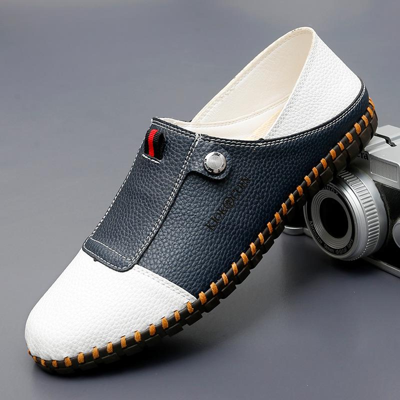 Men s Handmade Leather Slip-on Loafers - Large Size, Easy Wear, Cross-border Driving Style Size 45