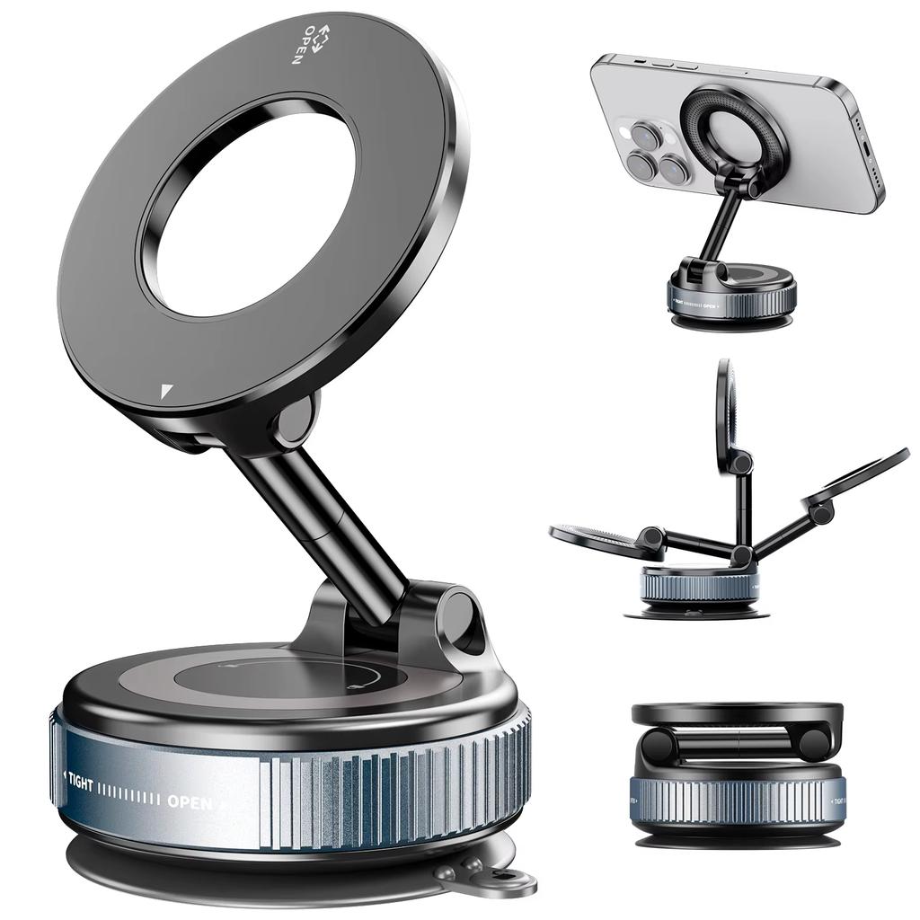 Soporte Magnético para Teléfono de Coche Ventosa Mecánica de Vacío Gira 360° Soporte de Adsorción Magnética Soporte Universal de Navegación