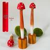 Cute Mushroom Handmade Wooden Carving Pen with Penholder - Creative Study Gift