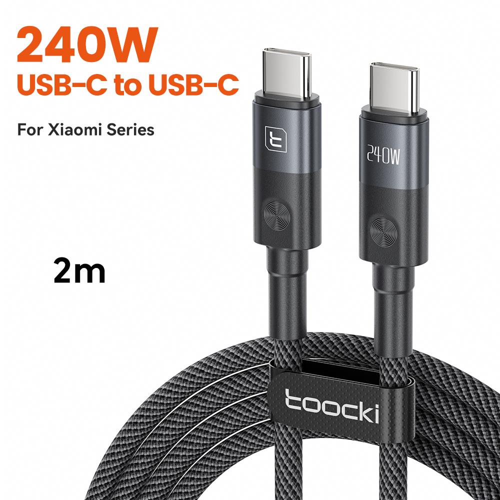 Toocki 240W USB C to Type C Cable PPS PD240W Ultra Fast Charging USB C Cable for Xiaomi MacBook Samsung Laptop Braided Data Cord