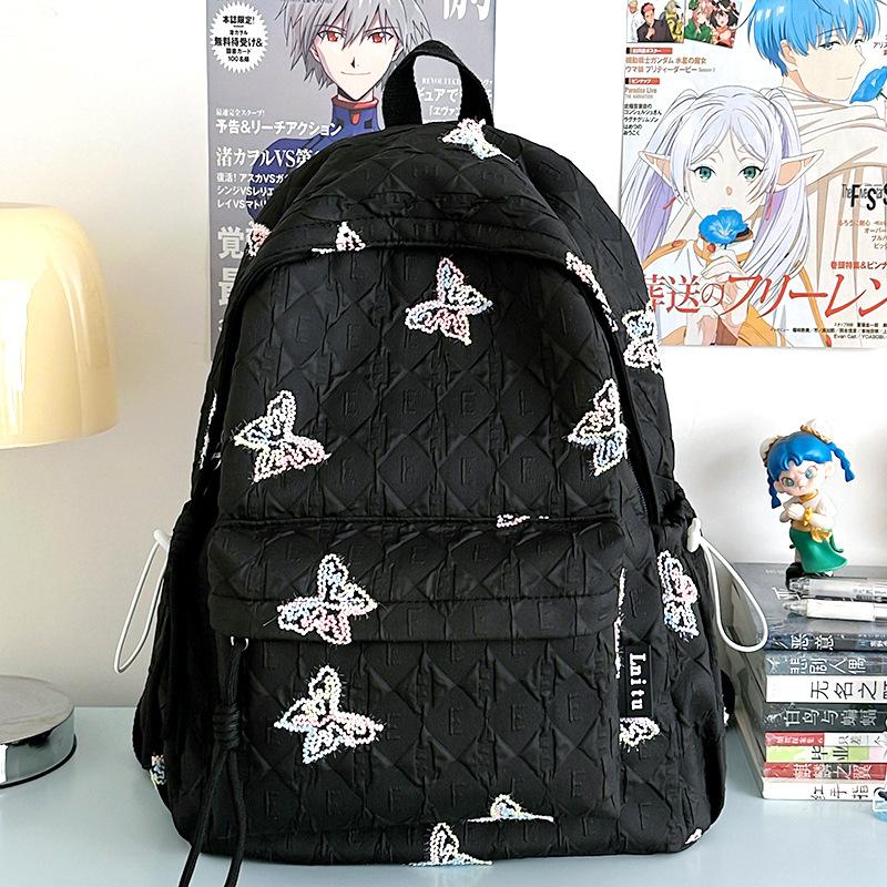 Small Fresh and Cute Student Backpack, New Butterfly Schoolbag, High-value Female Junior High School Versatile Large-capacity Backpack