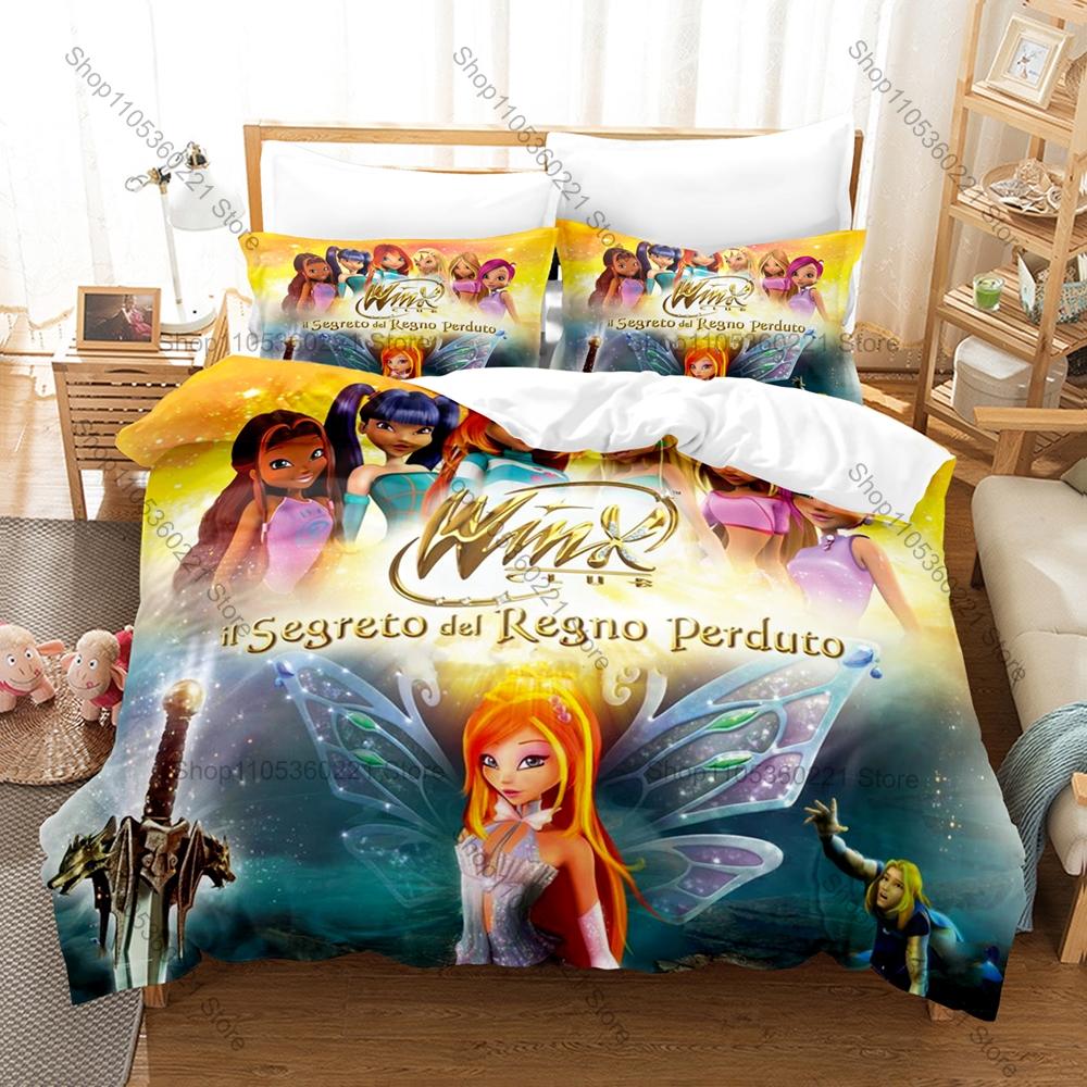 Printed W-Winx Bedding Set 3 Pcs Soft Breathable Duvet Cover And Pillowcases Fashion Home Bed Linens Decoration