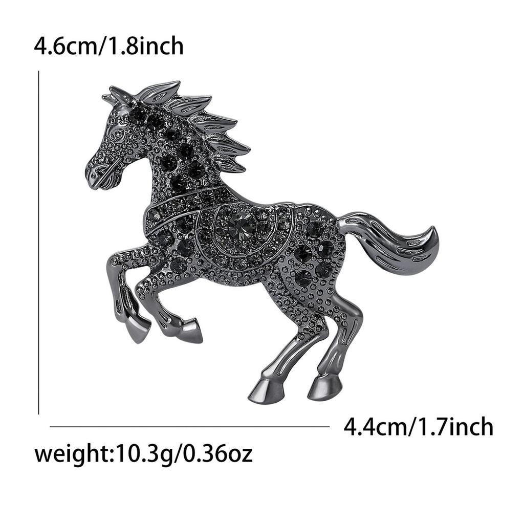 Rhinestone Horse Brooch for Women Zodiac Animal Lapel Pins Casual Party Accessories New Year Gifts