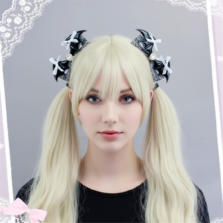 Bows Barrettes Halloween Hair Clips with Alligators Clips Halloween Cosplay Costume Bat Wing Hair Clips Hair Accessories