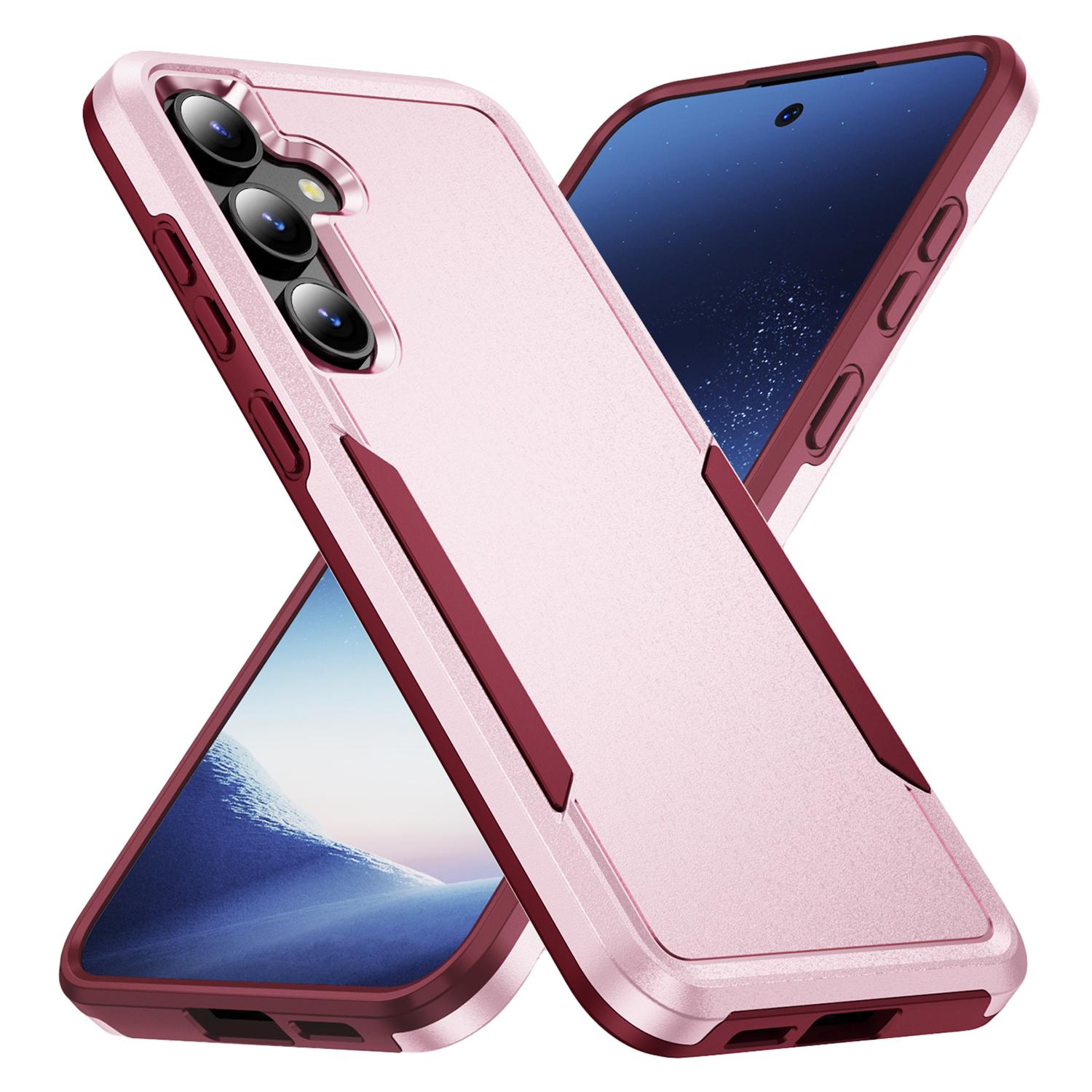 

For Samsung Galaxy S25+/S24+ Case PC+TPU Military Grade Drop Protective Phone Cover Pink+Rose