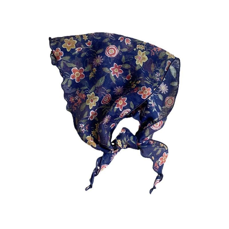 Triangle scarf scarf women's silk scarf high-end new summer sunscreen headscarf summer women's pastoral headband tied bag streamer