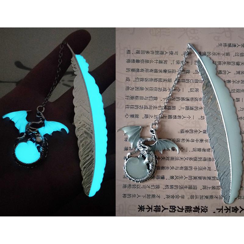 Cute Luminous Metal Feather Bookmarks Kawaii Butterflies Owl Dragonflies Book Marks For Teachers Gift Beautiful Book Accessories