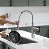 Kitchen Faucet Contemporary Spring Design Single Handle Copper with Pull Down &Out Sprayer in Brushed Nickel
