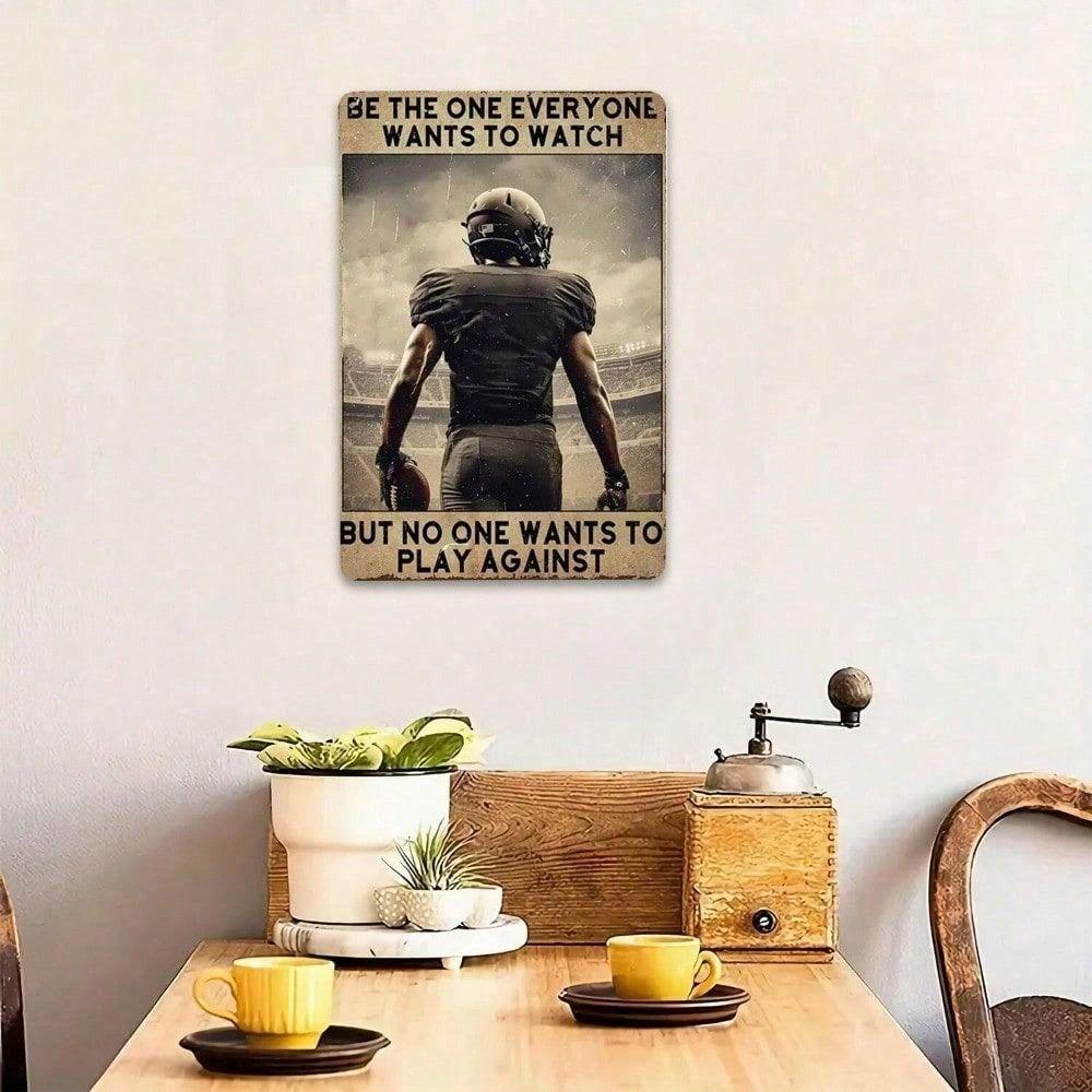 Metal Poster Wall Art, American Football Star Motivational Decor for Athletes