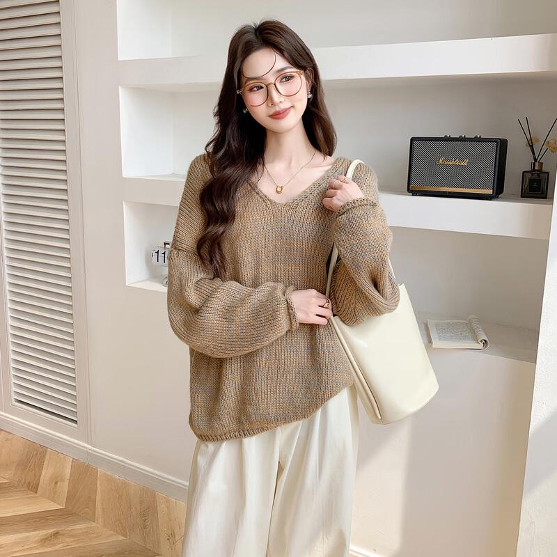 MOCANA Women's V-Neck Loose Knit Sweater