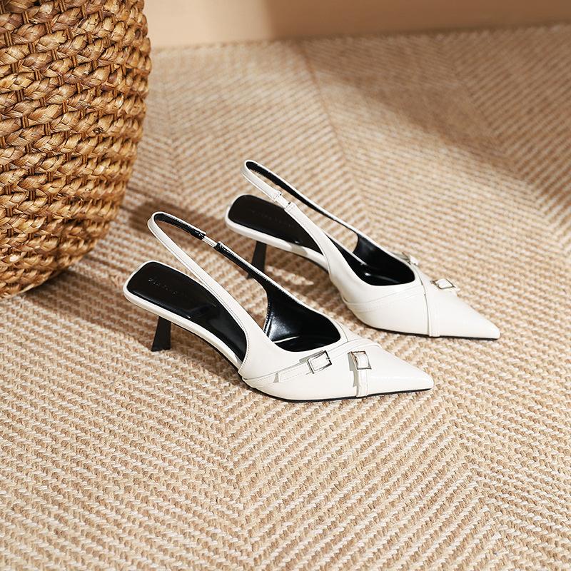 

MT-3 rear empty pointed tip thin heel single shoes women s new fashion belt buckle decorative shallow high heel single shoes women s shoes 40