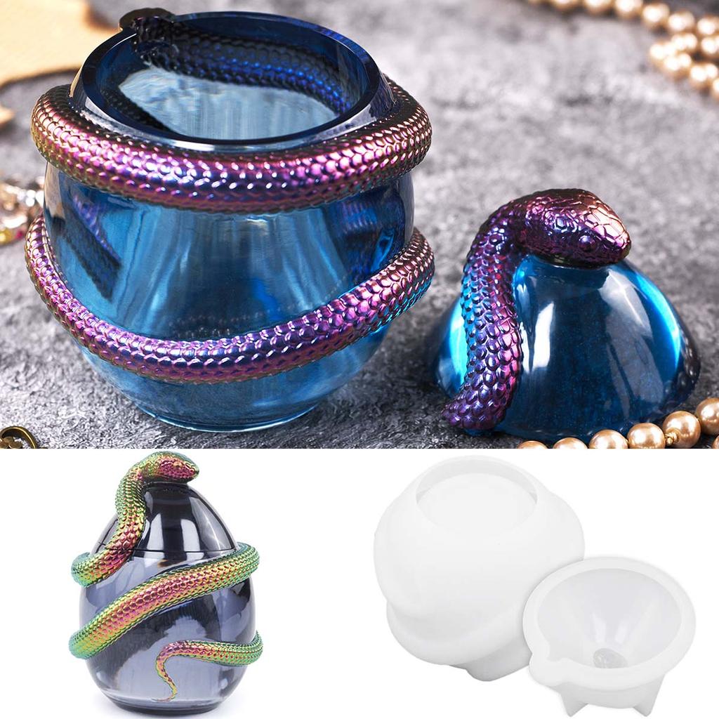 Schlangenei mit Deckel Kerzenglas Silikonform DIY Blumentopf Gussformen Beton Gips Harz Aufbewahrungsbox Bastelbedarf