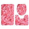 Rose Petal Series Printed Toilet Floor Mat Three-piece Bathroom Slip Carpet Set