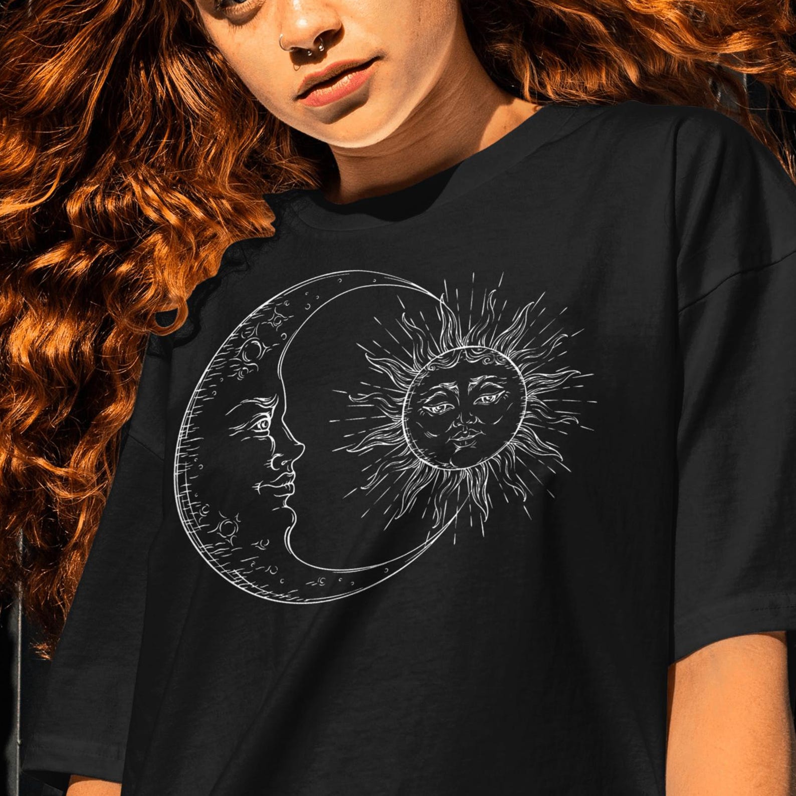 The Moon And The Sun T shirt / Crescent And Sun T shirt / %100 Premium Cotton XL