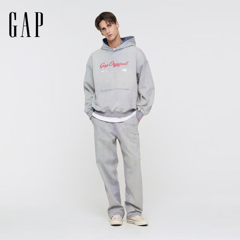 Gap Unisex Logo Gewaschener Denim Kapuzenpullover
