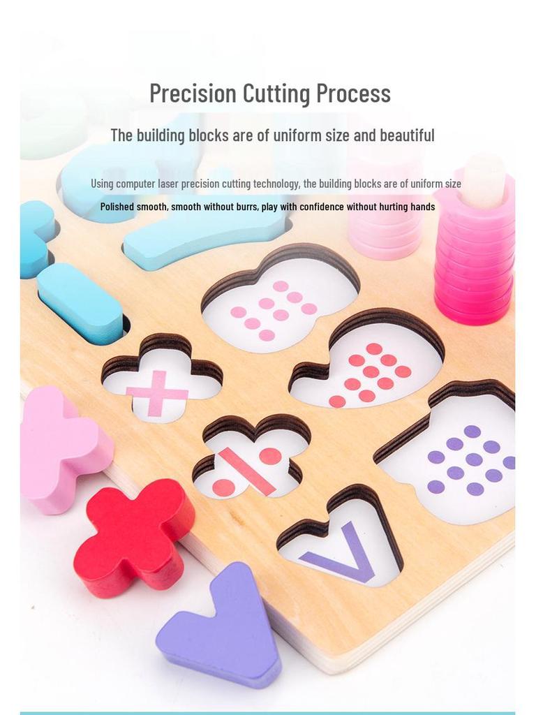 3-in-1 Wooden Number Shape Matching Puzzle for Early Education