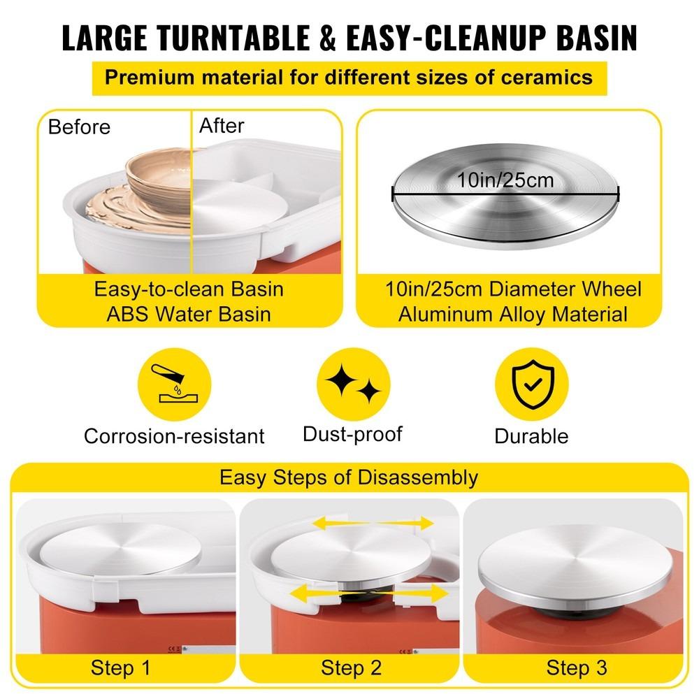 Electric Ceramic Plate Ceramic Mechanical Working Clay Art DIY Art 350W 25CM