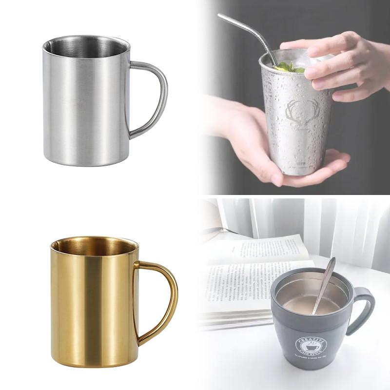 Stainless Steel Insulated Mug Lid Coffee Double Layer Anti Slip Drinking Cup