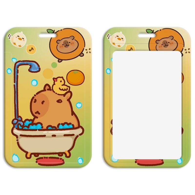 Beautiful Neck Strap Badge Card Holder with Strap Capybara Lanyard with Keychain for Women Teacher Nurse Doctor Student