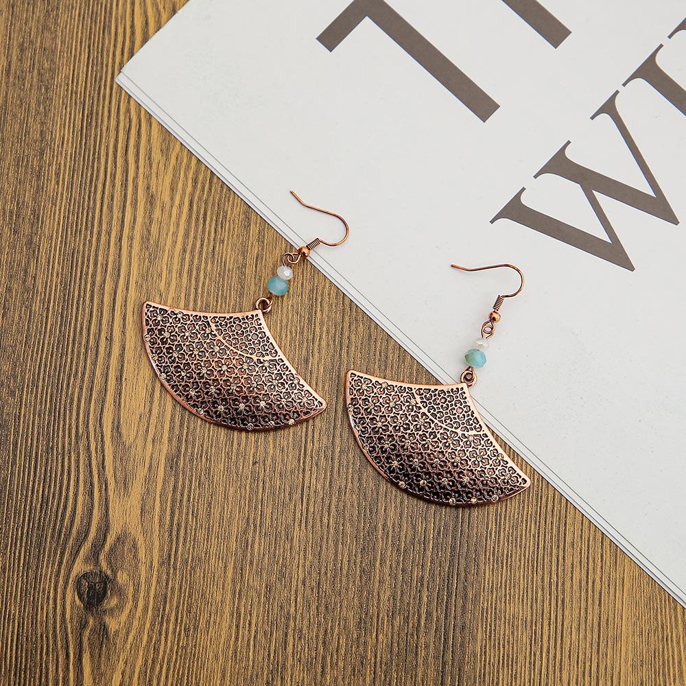 

Retro Alloy Plaid Starry Sky Fan-Shaped Earrings for Women - High-Quality Fashion Design