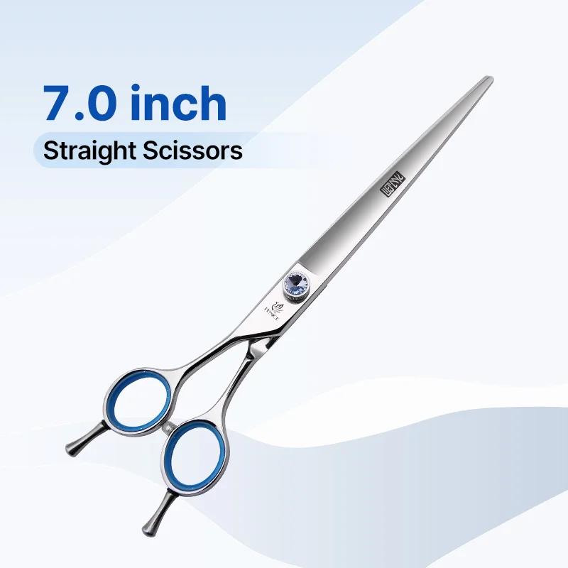 Fenice Professional 7.0/7.5/8 Inch JP440C Steel Left Hand Shears Blue Diamond Double Tail Nail Scissors Set for Pet Dog Grooming