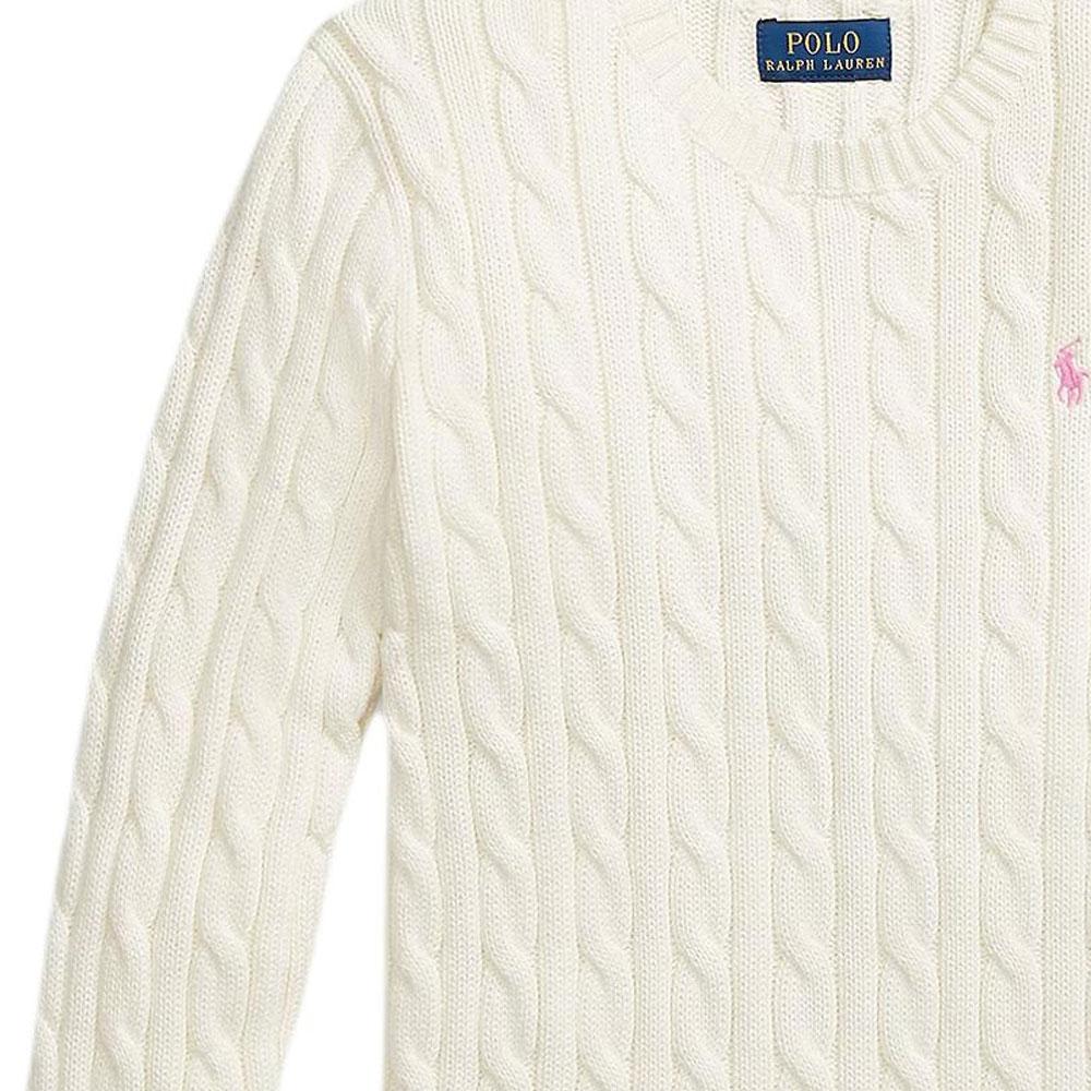 Polo Ralph Lauren Sweater Ss25 Solid Color Crew Neck Long Sleeve Knit Kids Tops White 313901316-011