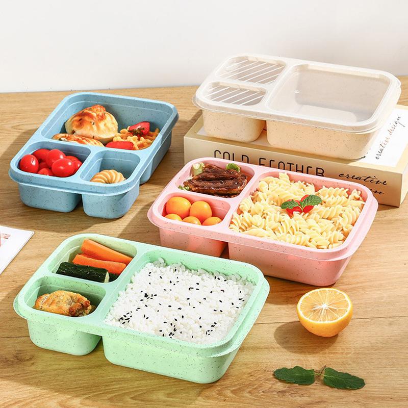 Mikrowellen-Lunchbox, Weizenstroh, Geschirr, Frischhaltedose, für Kinder, Kinder, Schule, Büro, tragbare Bento-Box, Lunch-Tasche