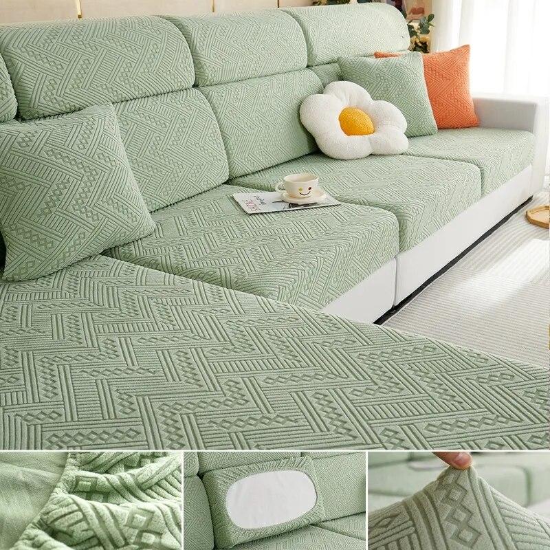 Jacquard Fabric Sofa Sectional Covers For Living Room Removable Couch Slipcover Elastic Sofa Protector Pets Kids Anti-Slip Home