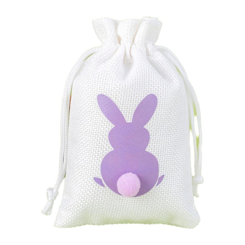 

10PCS Reusable Drawstring Gift Bags Bunny Pattern Rabbit Candy Bags Easter Party 3.94x5.91in