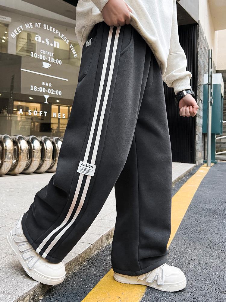 2025 Boys' Fleece-Lined Sweatpants: Thick, Handsome, Loose Fit for Autumn/Winter