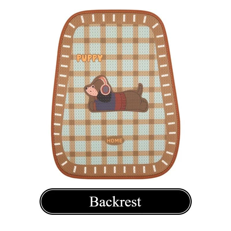 Cartoon Retro Checkered Puppy Design Universal Car Seat Cushion Four Seasons Auto Seat Covers Comfortable Soft Material