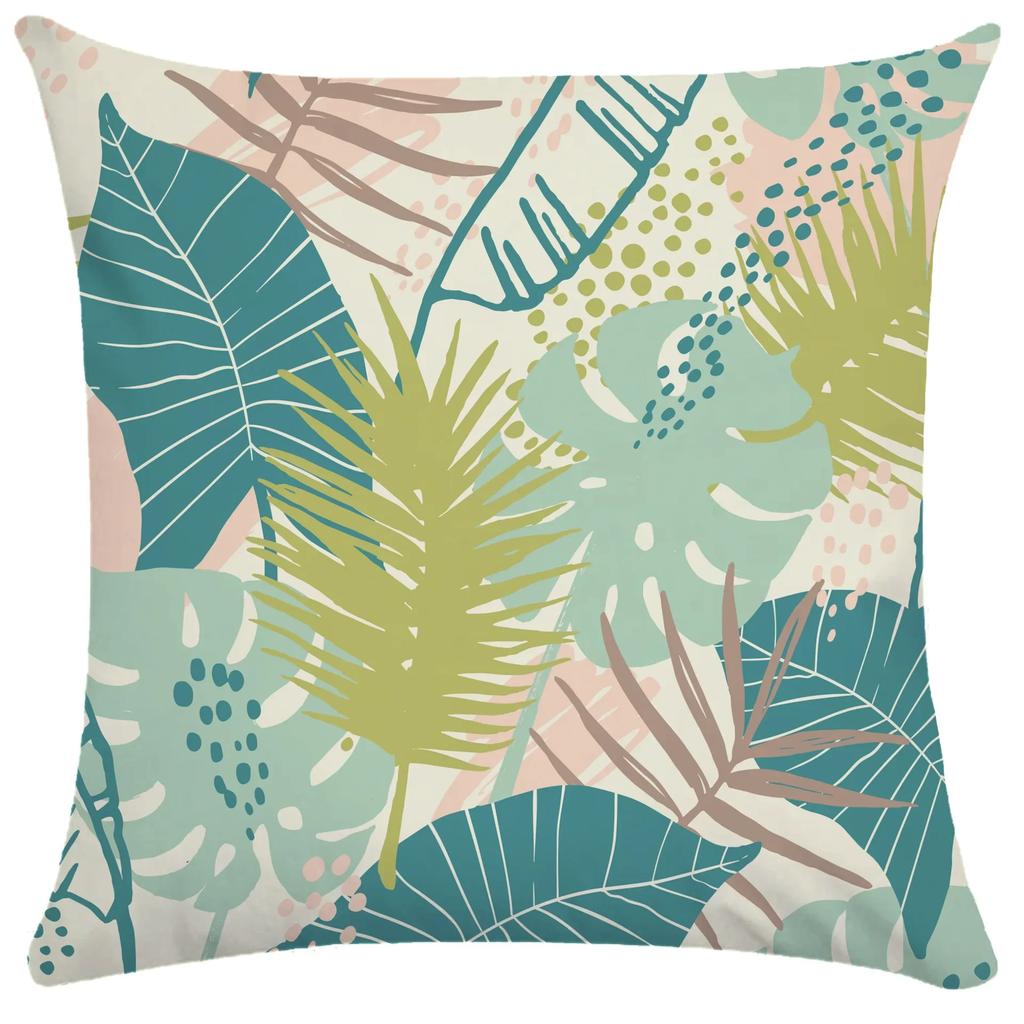 Plant Leaf Pillowcase Soft Short Plush Cushion Cover Tropical Rainforest Pillow Case Cushion Cover Throw Pillowcase 50X50 Pillow