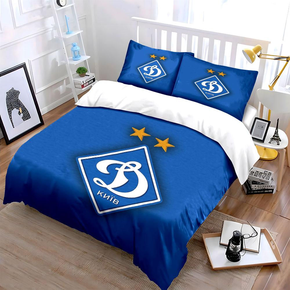 Set Biancheria da Letto Blu con Logo Dinamo Kiev Set Copripiumino Copripiumino Federe (1 * Copripiumino 2 * Federe, senza piumino)