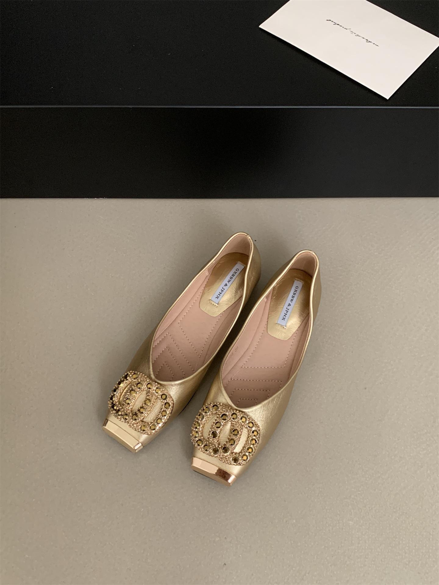 

Fashion Spring Slip-On Office Lady Leahter Shoes Comfort Ballet Flats French Rhinestone Moccasins Loafers Women s Flat Shoes Autumn New 39 золотой