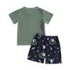 Baby Kleidung Set Rinder Gedruckt Kurzarm Top T-shirt + Kordelzug Shorts 2Pcs Kleinkinder Casual Outfits Kleinkind Kleidung