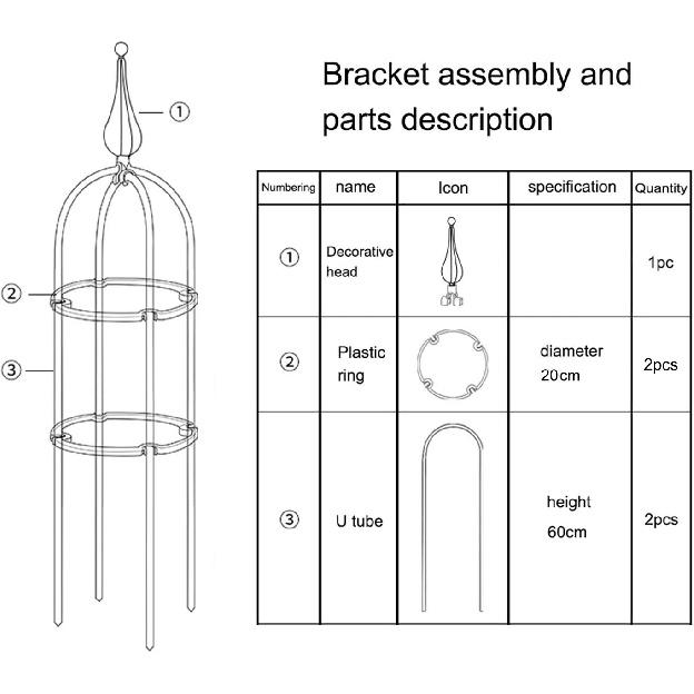 Tower Obelisk Garden Trellis, Durable Metal with Plastic Coating U-Shaped Plant Flower Support Stand Morning Glory Ivy Roses Clematis, Black